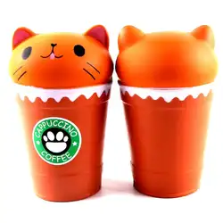 Cute14cm Kawaii капучино Cat стаканчик мягкими мягкие замедлить рост Детские пробелы Squeeze Игрушка милые животные подарки для детей гаджеты