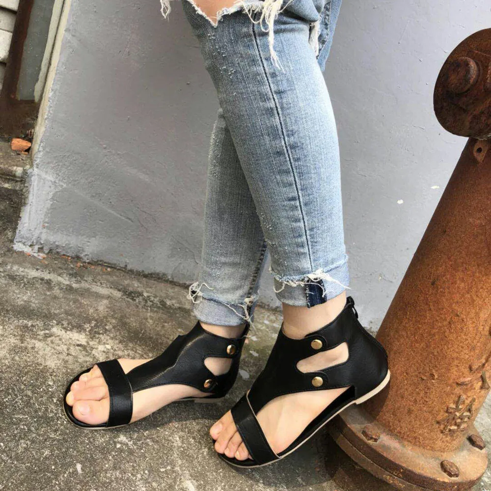 

2018 Summer New Elegant Brand Summer Ladies Women Sandals Fashion Flat Roman Shoes Casual Shoes Woman Instagram Sandals Season