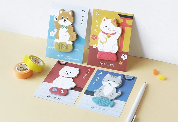 

Cat and dog paper memo pad sticky note(1piece)