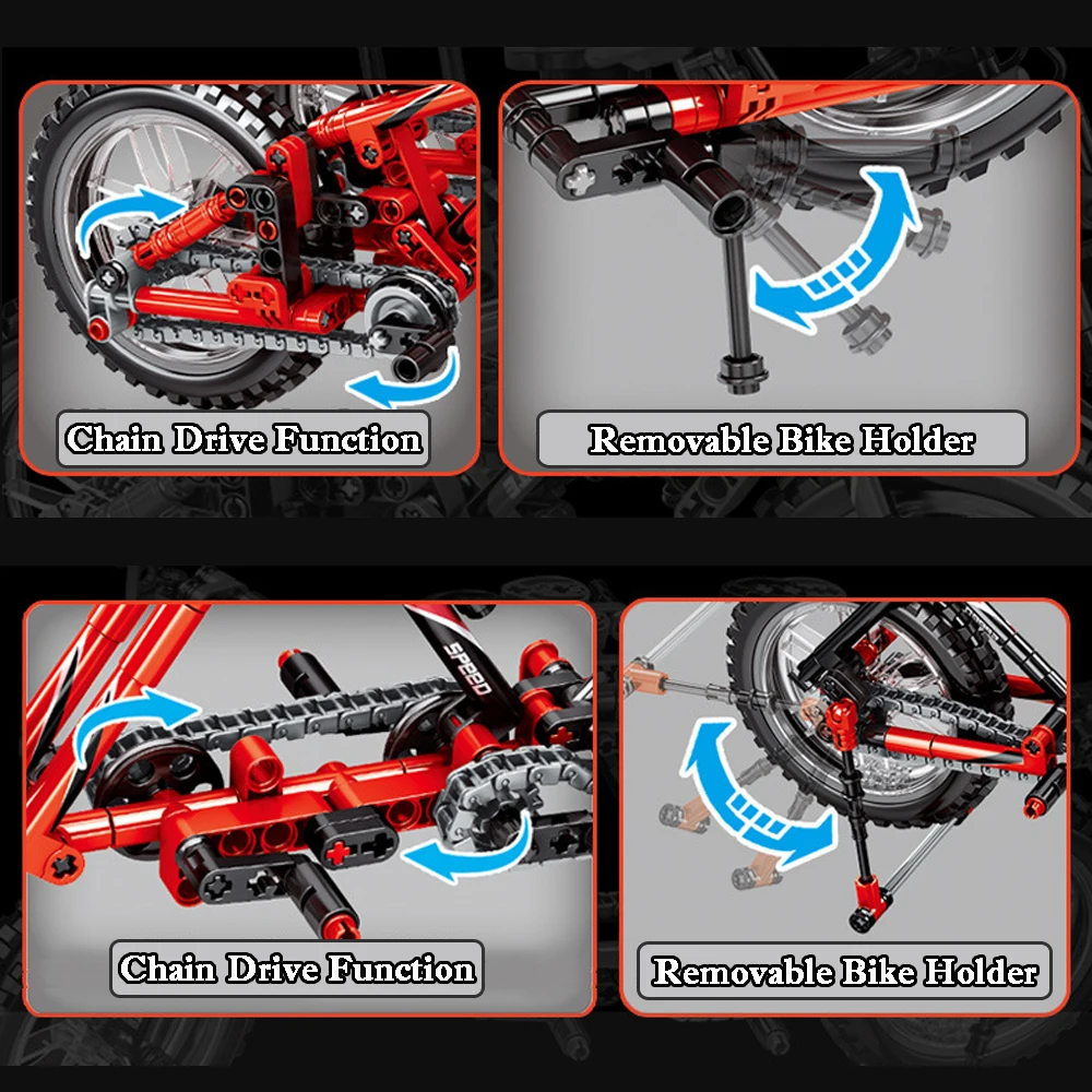 Technic Vehicle Bike Building Blocks Model Creator City Car Bricks Educational Toys For Children Comptible LegoINGlys Bicycle  (5)