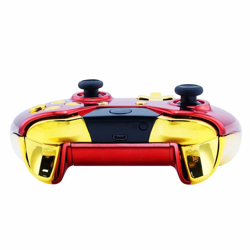 New Arrival Custom Chrome Red Replacement Shell + Gold Buttons Mod Kit for Microsoft Xbox one 1 wireless controller Iron Man  (4)