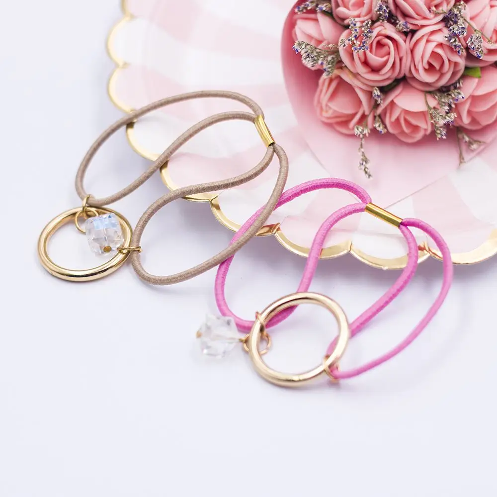 2pcs Fashion Elastic Rubber Hair Ties Ponytail Holder Girls Hair Rope Band Solid Color Hair Rings Accessories Hairband for Women