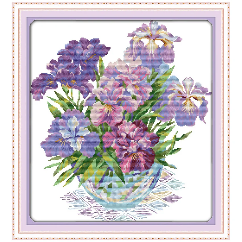 Purple Iris Counted Cross Stitch 11CT 14CT Cross Stitch Sets flowers Cross stitch Kits Purple Iris Counted Cross Stitch 11CT 14CT Cross Stitch Sets flowers Cross stitch Kits