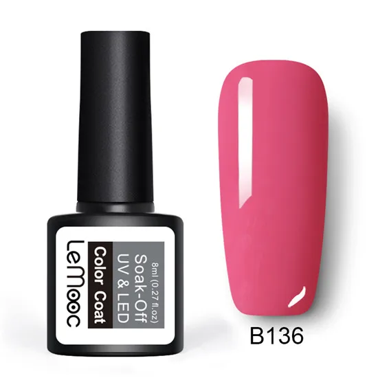 LEMOOC, 8 мл, розовый цвет, серия, Гель-лак для ногтей, 186 цветов, замачивается, УФ светодиодный Гель-лак, сделай сам, долговечный лак для ногтей - Цвет: B136