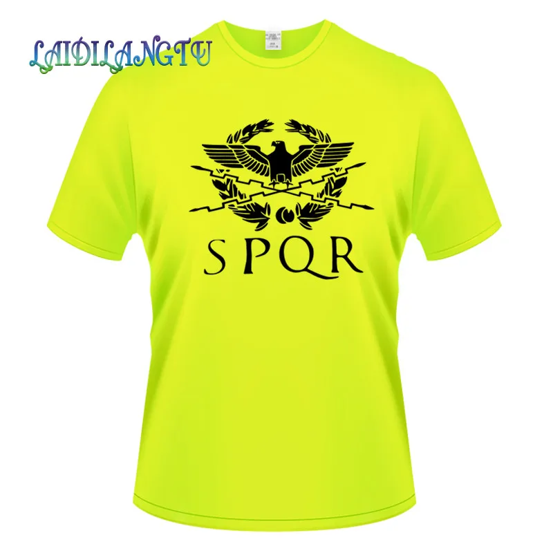 Летняя мода Римская империя футболки мужские SPQR футболка Топы хлопок короткий рукав баннер с орлом футболка