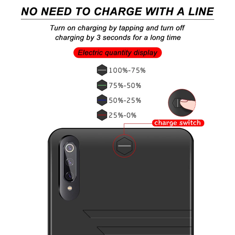 6800mAh Battery Case For Xiaomi Mi 9 Power Bank Battery Charger Case For Xiaomi 9 Thin Charging Cover Powerbank Case For Mi 9
