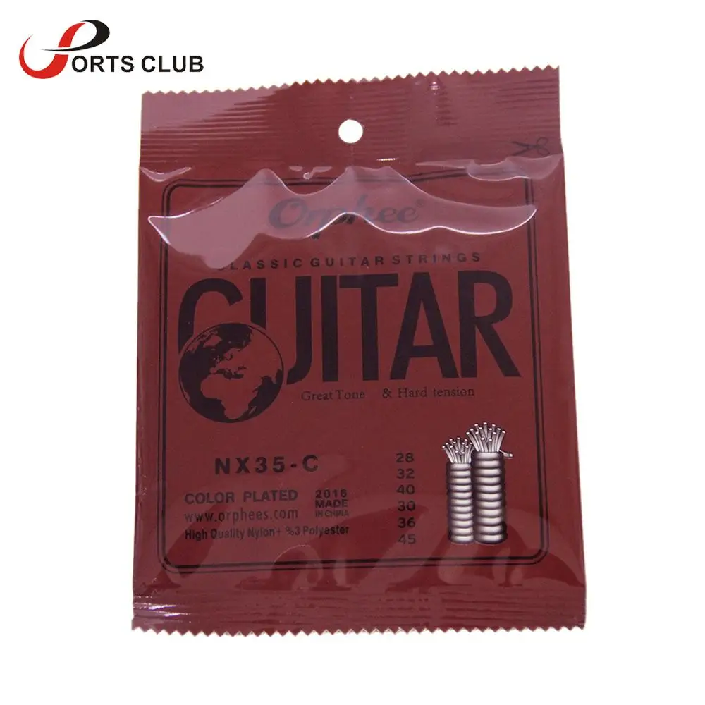

Orphee NX35-C Nylon Classical Guitar Strings 6pcs Full Set Replacement (.028-.045) Nylon Core Color Steel Plated