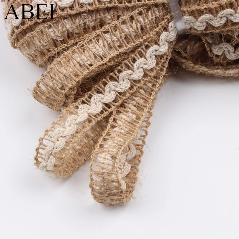 

15mm 10Yards Cotton Burlap Tape Jute Lace Ribbon DIY Cords Crafts Wedding Party Home Decoration Handmade Strings