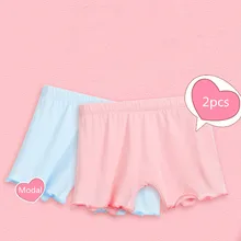 Плотные трусы с оборками для девочек, 2 предмета нижнее белье из модала, леггинсы Детские хлопковые предохраняющие Шорты Яркие цвета, предотвращающие опорожнение