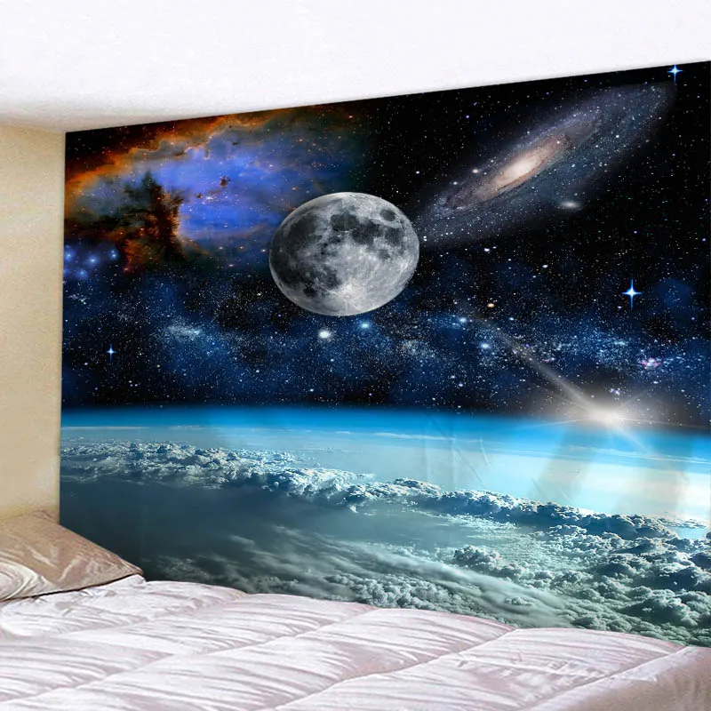 Galaxy Star & Moon Tapestry Art Room Wall Hanging Tapestry Home Bedspread Decor 