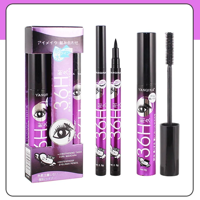 Mascara Liquid Eyeliner Set Eye Lashes Makeups Black Smooth Waterproof
