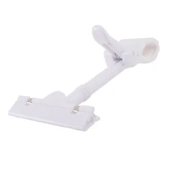 

White Plastic 360 Degree Rotating Pole Double Clamps Thumb Display Clip