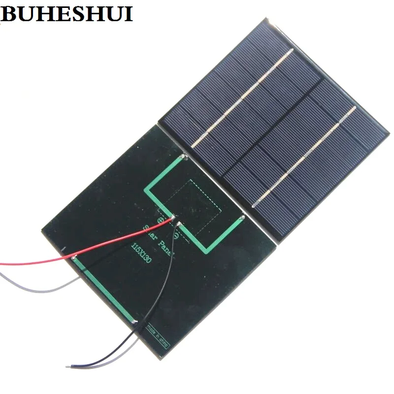 

BUHESHUI Polycrystalline 2.5W 6V Solar Cell Module+Wire Cable DIY Solar Panel System Charger For 3.7V Battery Education115*130MM