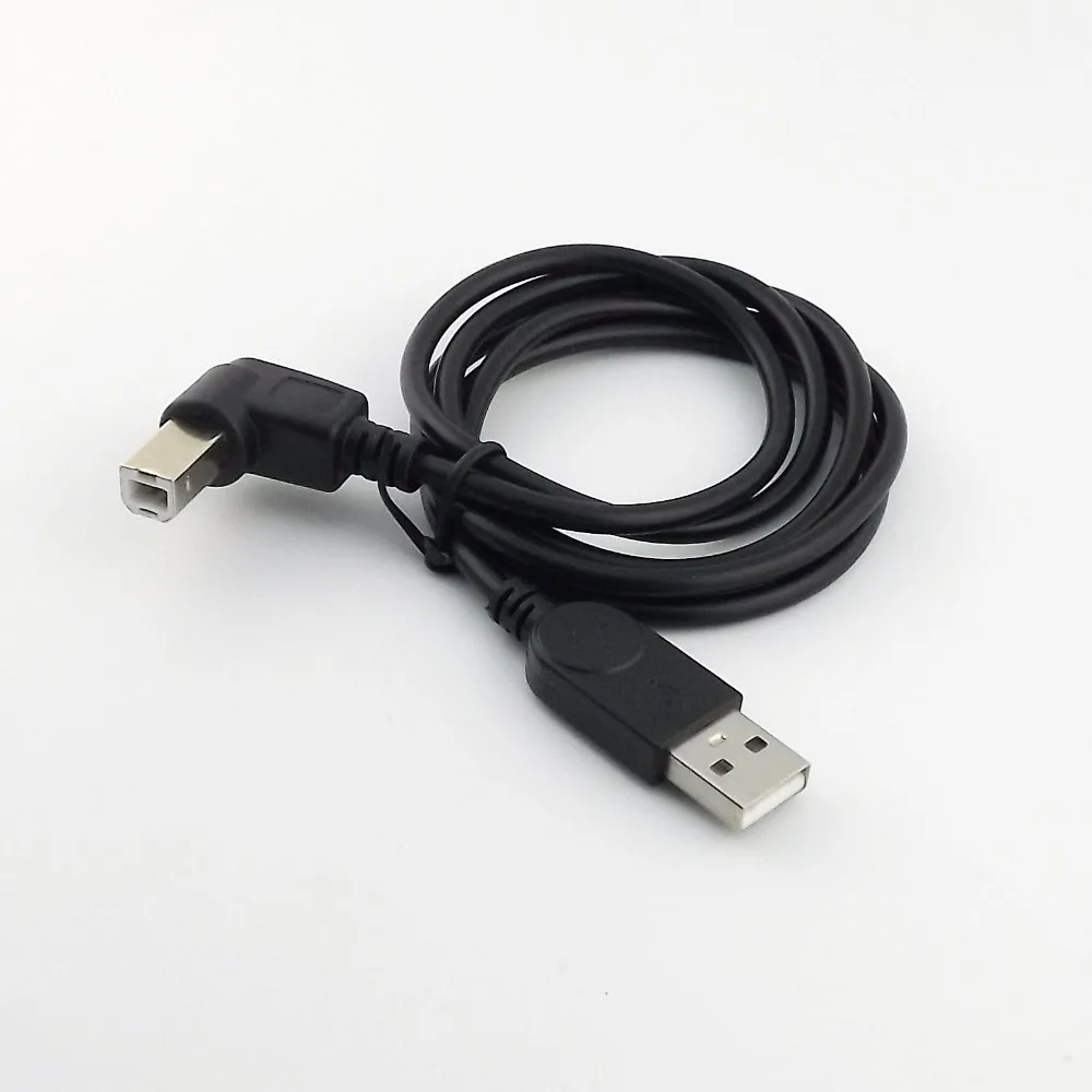 

1pc USB 2.0 Printer Cable Type A Male to B Male Left Angle Scanner Cord Black 3ft/1m