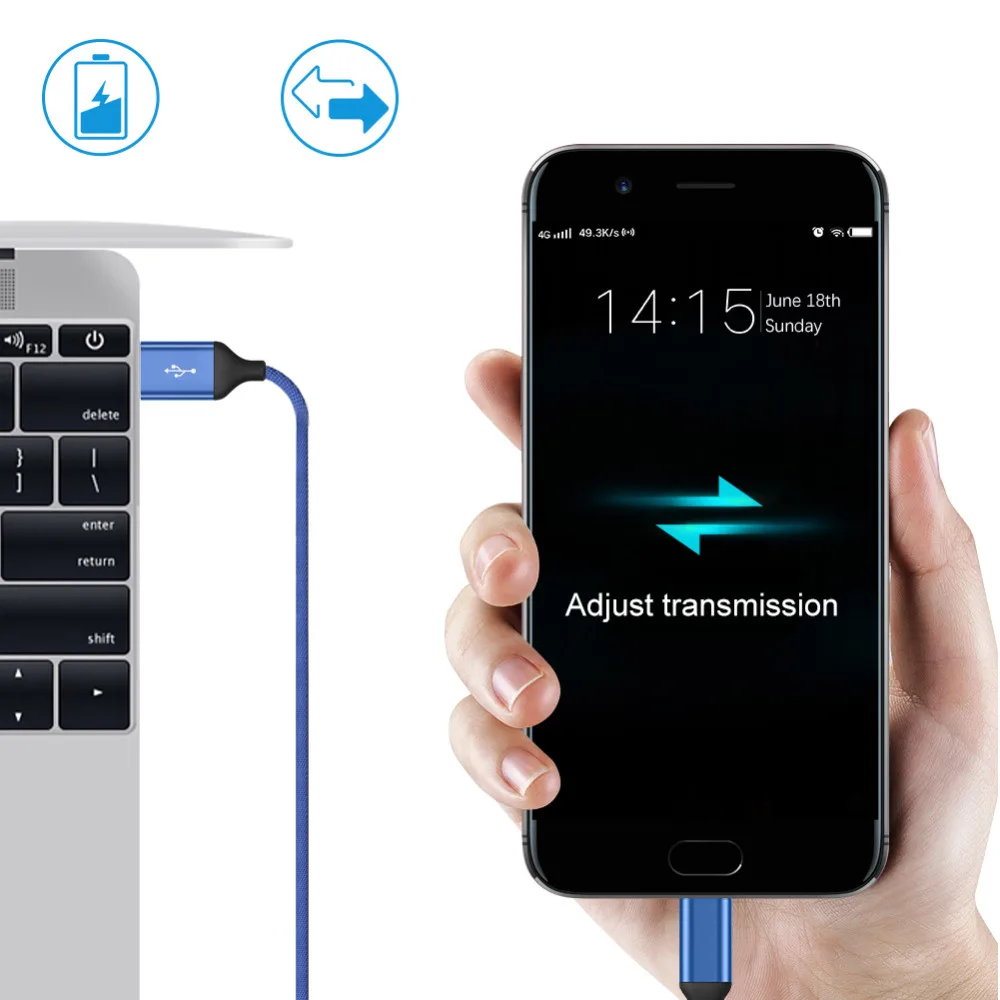 Кабель TeckNet usb type C для samsung S10 S9 S8 A50 Xiaomi Redmi Note 7 Быстрая зарядка USB-C зарядное устройство кабель usb type-C для мобильного телефона