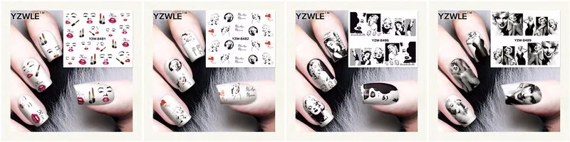 YZWLE 1 лист дизайн 3D переводная печать переводные наклейки для ногтей милые панды DIY украшения для ногтей Инструменты для укладки