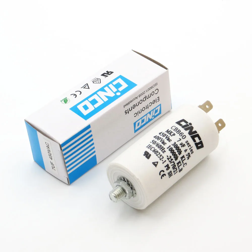 

7UF 400V 450V CBB60 Motor Run Capacitors 4pins SH DB Polypropylene Film Ac 450VAC Water Pump electrical engine 7mfd 7mf