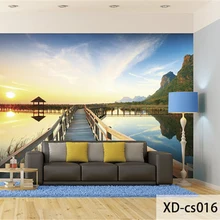 Пользовательские 3D печати DIY Ткань и текстильные обои для стен моющиеся матовый шелк для Гостиная пейзаж деревянный мост небо облако
