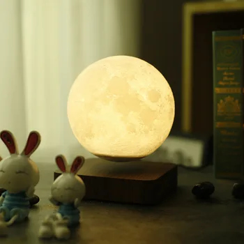 

3D Printing Maglev Magnetic Levituna Moon LED Night light Wired Power 360 Rotation Floating Decorative Light table lamp gifts