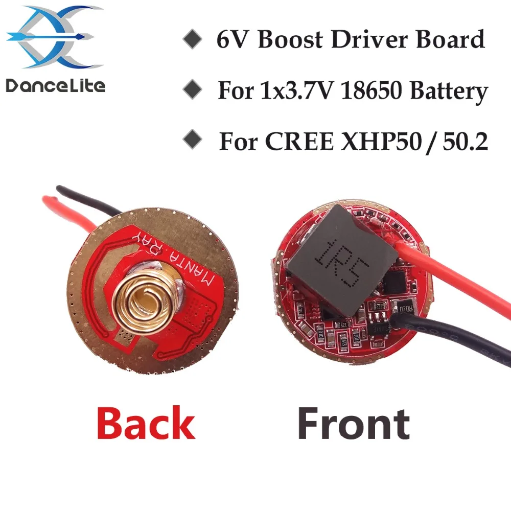 

1PC NEW 22mm Output 6V Boost Driver Circuit Board For XHP50/50.2 (1x3.7V 18650 Input)