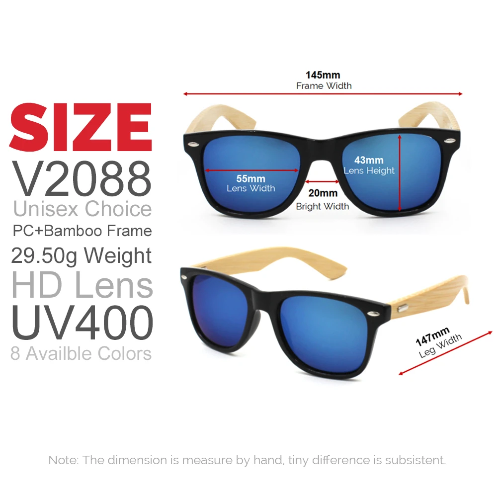 VIVIBEE мужские и женские солнцезащитные очки из натурального бамбука UV400 ретро