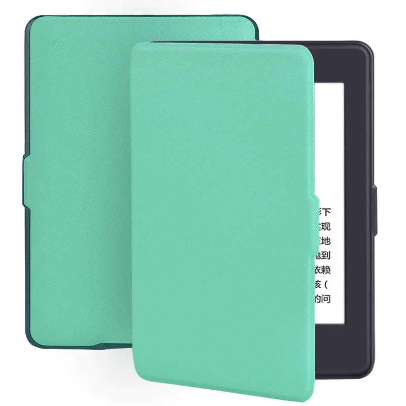 Чехол для Amazon Kindle Paperwhite 1 2 3 тонкий легкий из искусственной кожи Smart Cover подходит для всех поколения Paperwhite до - Цвет: Mint green