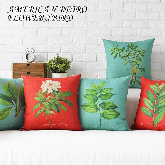 American Style Rural Plant Flowers Elegant Pillow Cover Home American Style Rural Plant Flowers Elegant Pillow Cover Home Decorative Pillows Linen Case Office Sofa