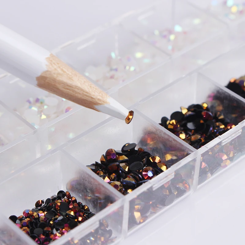 

1 Box Black White Mixed Jelly Rhinestones 3D Nail Decoration With Dotting Pen Manicure DIY Nail Art Decoration Set