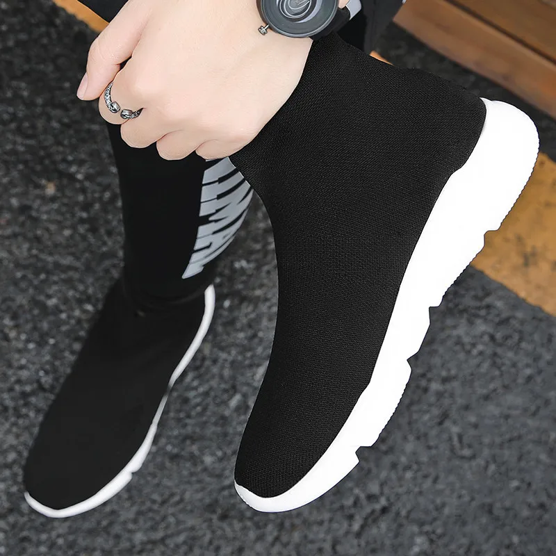 

Bravover Light High Top Breathable Sock Boots Sports Shoes Men Women Stretch Sneakers Flat Running Shoes Big Size Sneaker
