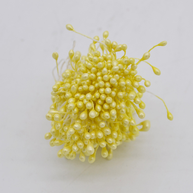 Bundle= (500PCS )Artificial Flower Double Heads Stamen Pearlized Craft Cards Cakes Decor Floral for home wedding party decor