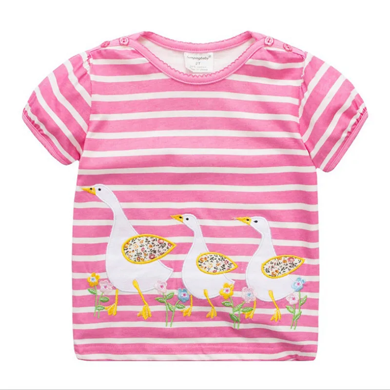 Jumping meter/Одежда для девочек футболки милые детские летние футболки с аппликацией в виде кролика, детская одежда футболка с короткими рукавами