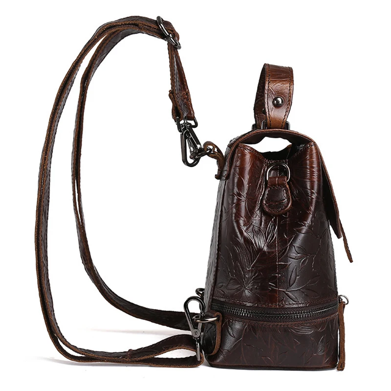 Женский ретро рюкзак из натуральной кожи с тиснением|designer ladies backpacks|ladies backpackladies
