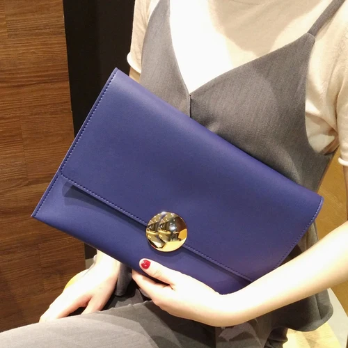 Модная однотонная женская сумка-конверт, клатч, кожаная женская сумка-конверт, клатч, вечерняя сумка, женские клатчи, сумочка, дневной клатч - Цвет: Синий