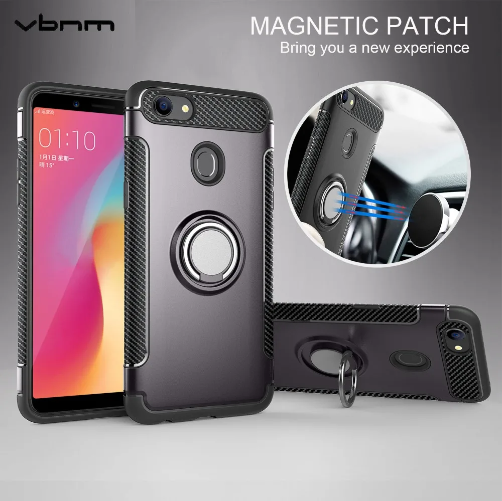 

Luxury Simple Case For OPPO F5 Youth Soft Anti-drop Cover sFor OPPO A73 Y85 V9 Casing Adsorbable Magnetic Ring Armor Back Coque