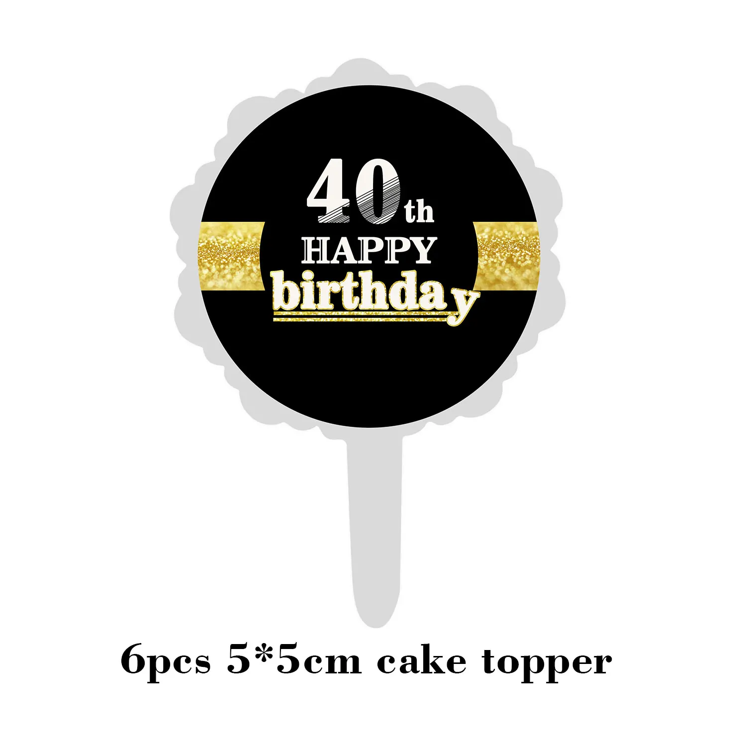 Happy Birthday Confetti Balloon Number Balloon Adult Birthday Cake Topper Gift Sticker For 16 18 21 30 40 50 60 Years Decoration - Цвет: 40 Cupcake Toppers