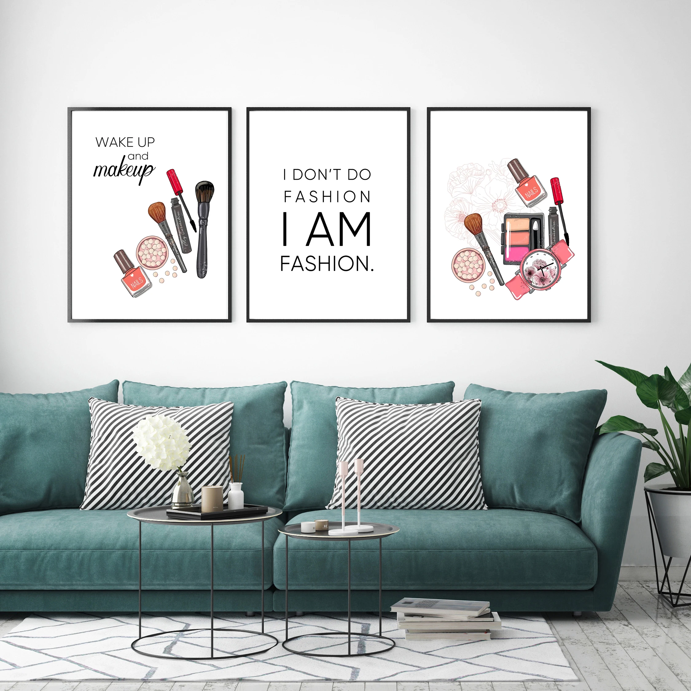 

Nordic Fashion Women Cosmetic Canvas Painting Wall Art Wall Pictures For Living Room Posters and Print Home Decor No Frame