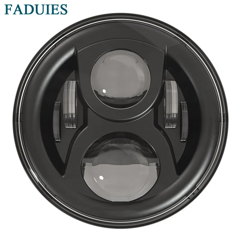 

FADUIES 7 inch Motorcycle LED headlight 7" Motorcycle Black Projector Daymaker Headlight H4 Hi/Lo Beam LED Light Bulb For Harley