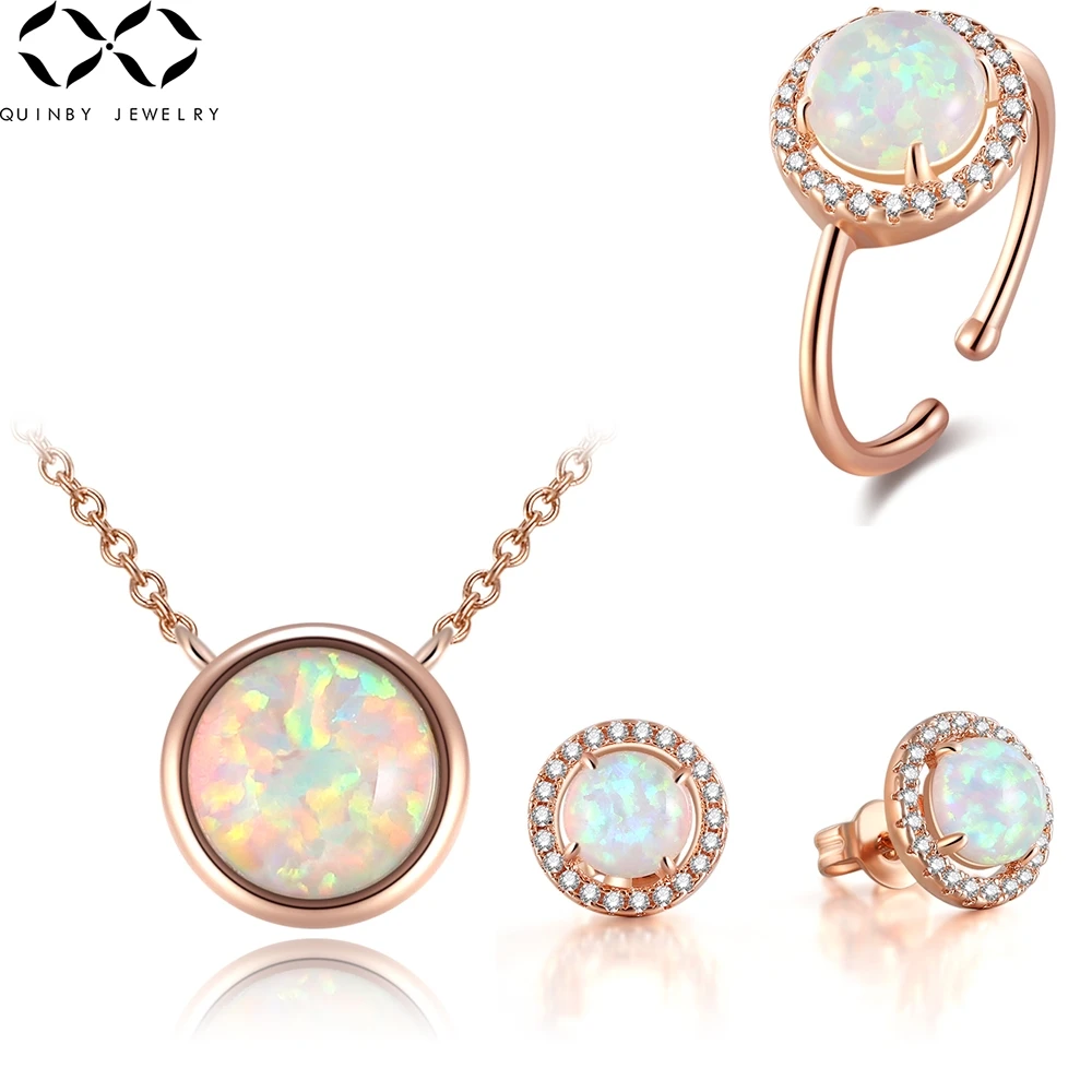

Quinby Fire Opal Earrings for women crystal stone earrings wedding bridal rose gold rhinetone arete girl mother party Jewelry Q5
