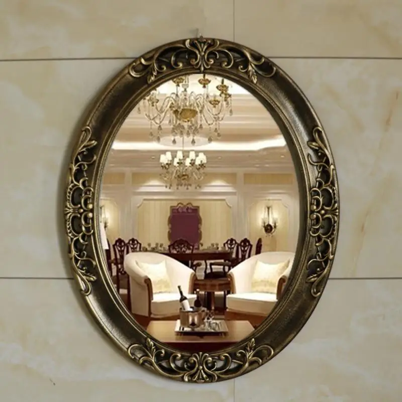 Европейское зеркало для ванной, Настенное подвесное украшение для дома, туалетный столик, зеркало для макияжа, ретро декоративное зеркало - Цвет: 61X50CM