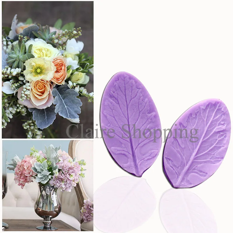 Yueyue Sugarcraft 2 pc Newest Leaf design silicone cake mold fondant decorating tools chocolate gumpaste | Дом и сад