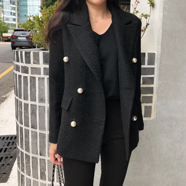Buy Blazer Women 2019 Double Breasted Spring Coat Woman Blazers Feminino Casual Work Suit Long Sleeve Jacket Mujer Chic Cotton