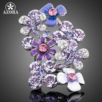 

AZORA White Gold Color Stellux Gorgeous Austrian Crystal Multicolour Flower Design Ring TR0006