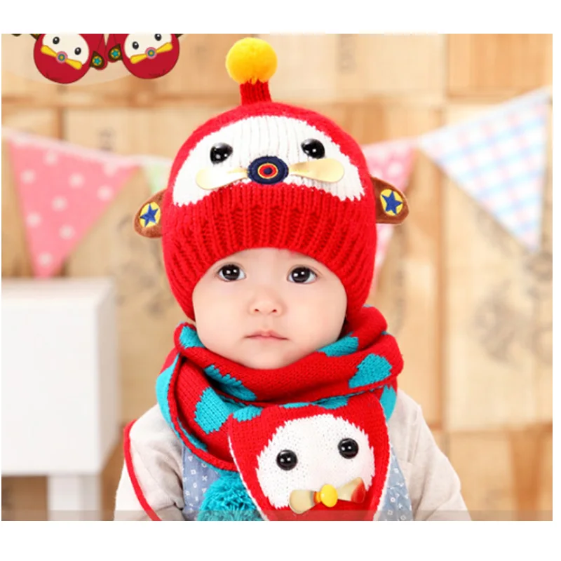 Winter ear muff hat crochet baby hat for Girls Boys baby hat scarf gloves set Headband Knitted baby cap For Children’s Clothing