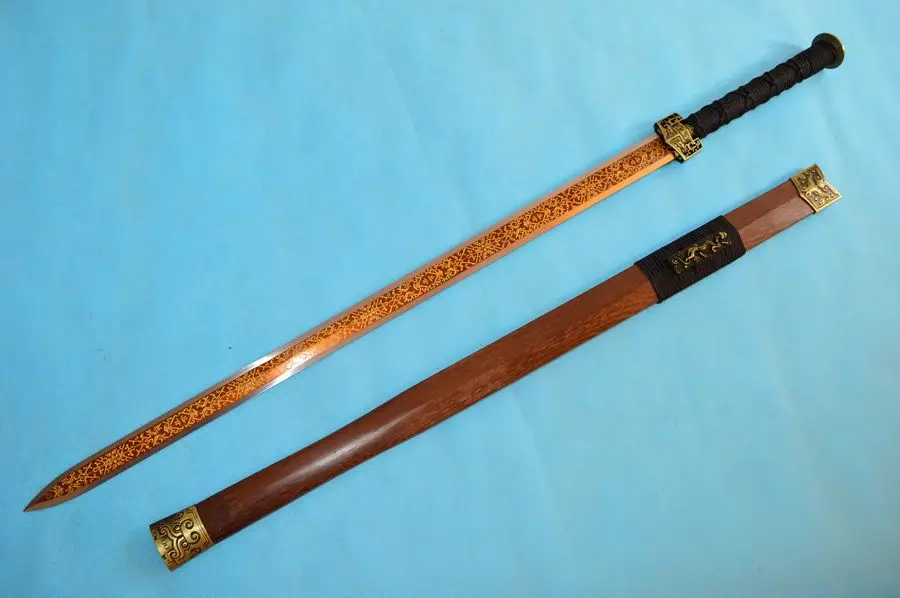 Хороший традиционный меч династии Хань, катана заточена 1090 высокоуглеродистой стали лезвие режет бамбуковую трость деревянный нож с ножнами Лучшая цена