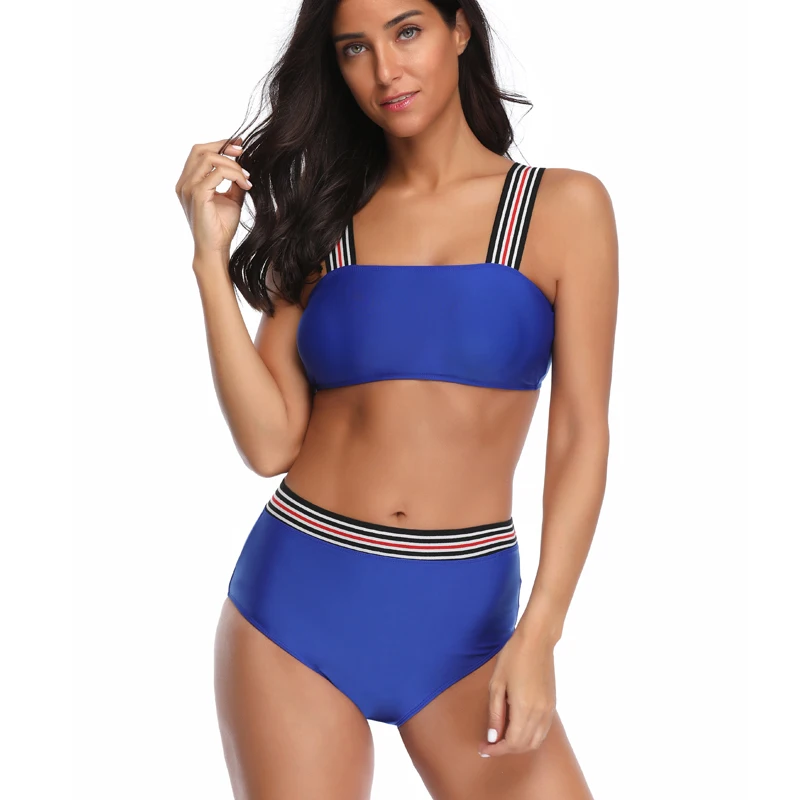 

2019 High Waist Bikini Women Swimwear Black Swimsuit Solid Bikinis Set Push Up Monokini Bathers Bathing Suit May Female Beach XL