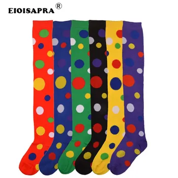 

Creative Art Fashion Knee-High Socks Candy Color Dot Cotton Christmas Socks Colorful Breathable Antiskid Performance Socks Women