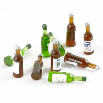 

10 Pieces/Pack 1:12 Scale Beer Drink Bottle Miniature Toy For Doll Food Kitchen Living Room Accesssories