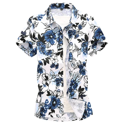 C7015 Гавайская рубашка мужская мужской Повседневное Camisa Masculina печатных Пляжные рубашки короткий рукав брендовая одежда тенденции моды цветок рубашка 7XL - Цвет: C7015