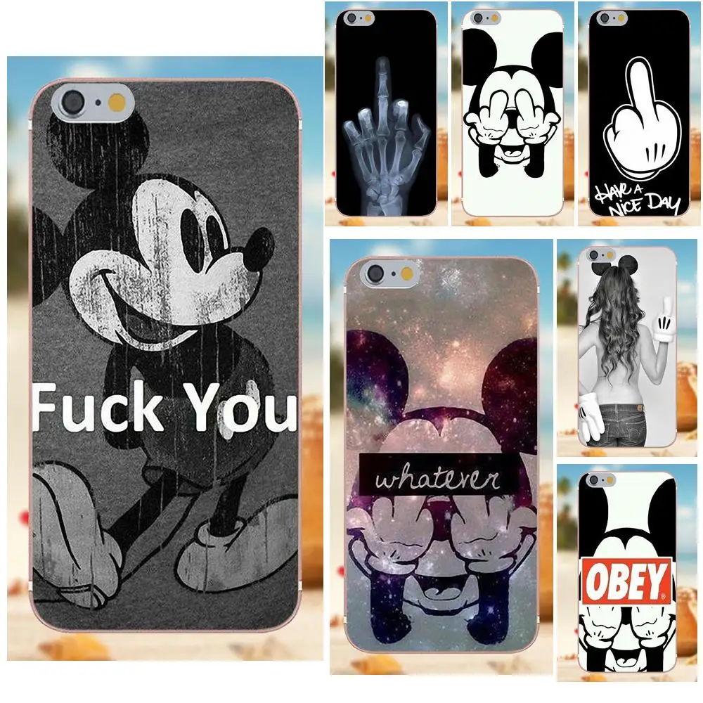 

Bad Mickey Middle Finger Soft Capa Cover For iPhone 4S 5S 5C SE 6S 7 8 Plus X Galaxy Note 5 6 8 S9+ Grand Core Prime Alpha