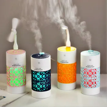 

250Ml USB Ultrasonic Air Humidifier Essential Oil Aromatherapy Diffuser with Hollow Carving Colorful LED Night Light